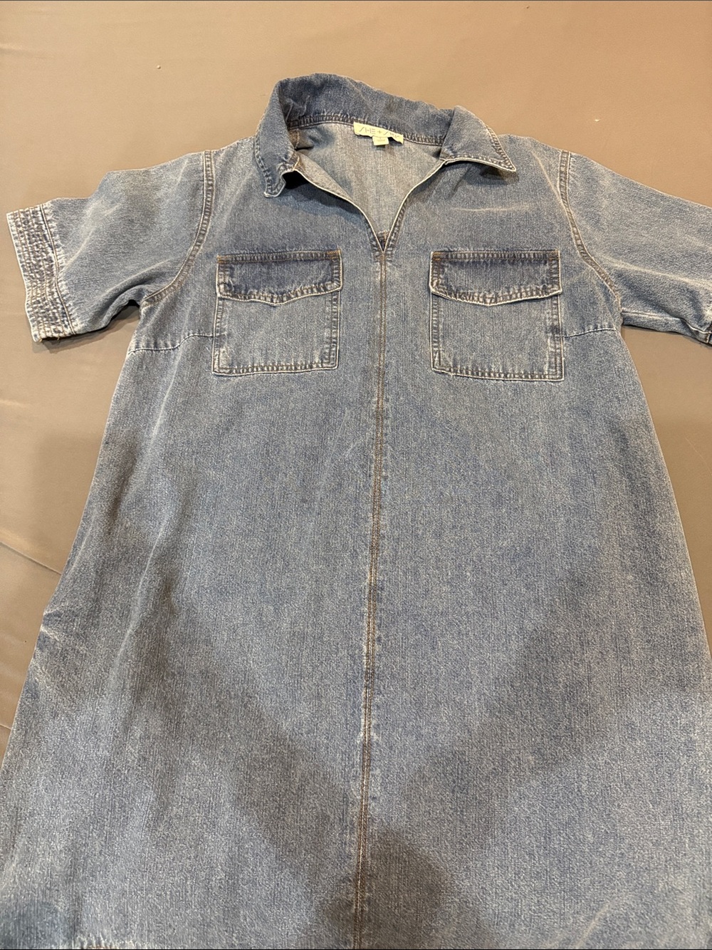 Short-Sleeve Denim dress- Blue